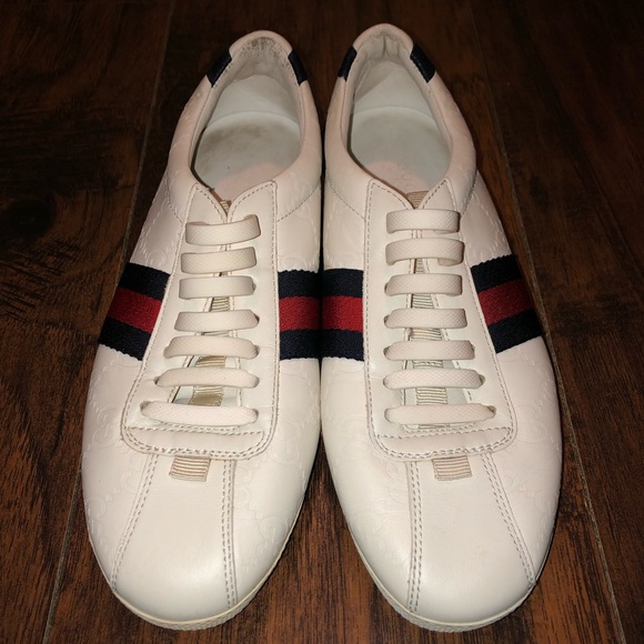 Gucci Monogram Navy&Red Ace Sneakers. SZ 6.5 - Picture 1 of 10
